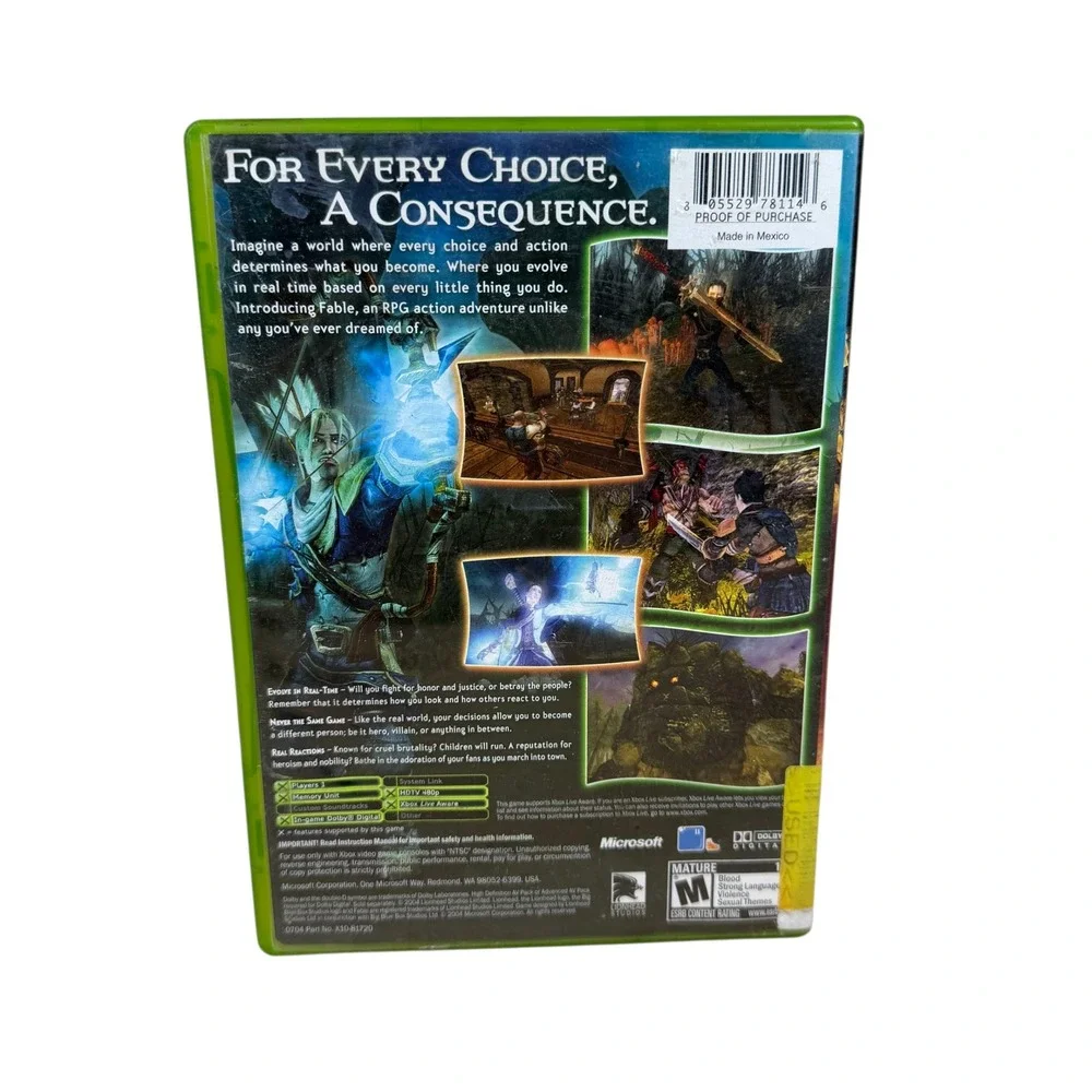 Fable 1 2004 Black Label Original Microsoft Xbox Video Game Case Manual Complete